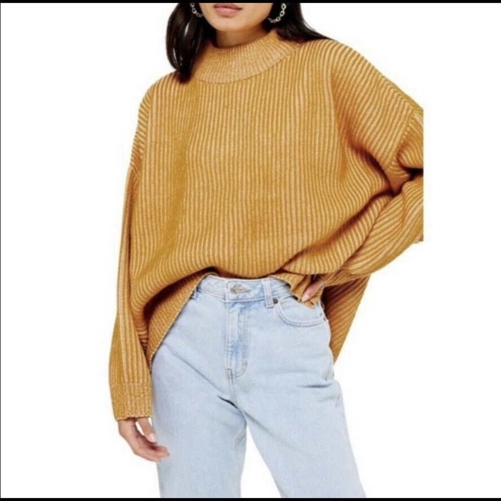 Topshop Mock Neck Ribbed Chunky Knit Sweater Size Small